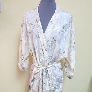 Intimo Amore robe, Satin, one size  white & floral